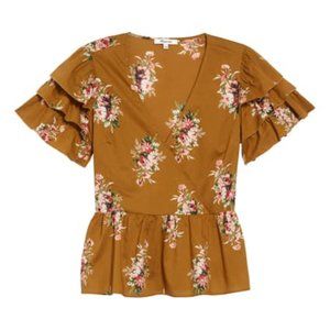 Madewell Classic Corsage Tiered Sleeve Peplum Top